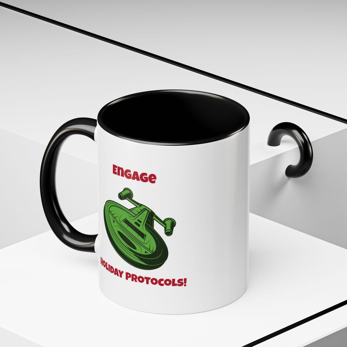 Holiday Protocols Funny SciFi Christmas Accent Mug-welovescifi.net