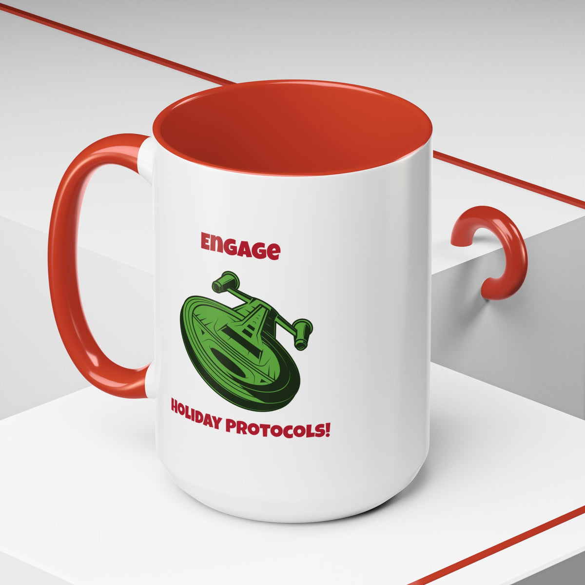Holiday Protocols Funny SciFi Christmas Accent Mug-welovescifi.net