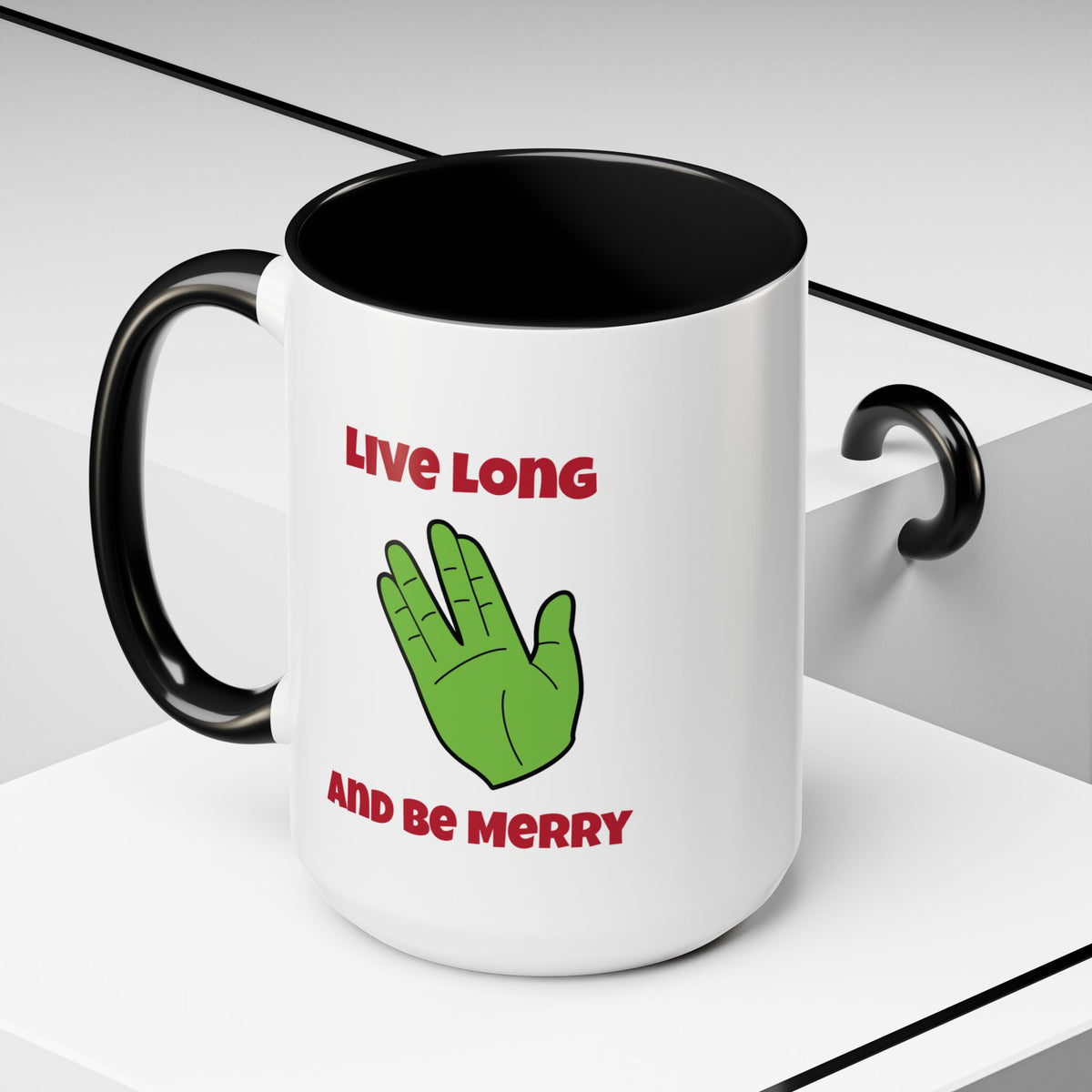 Live Long And Be Merry Funny Spock Christmas Accent Mug-welovescifi.net