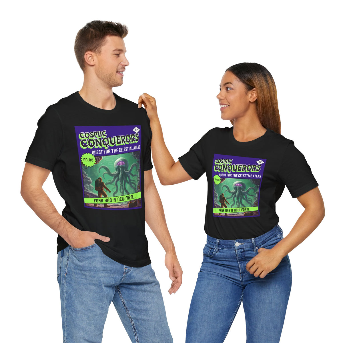Cosmic Conquerors Retro Sci-Fi T-Shirt-welovescifi.net