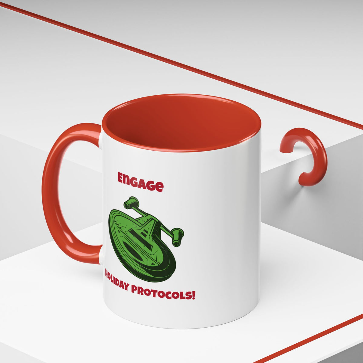 Holiday Protocols Funny SciFi Christmas Accent Mug-welovescifi.net