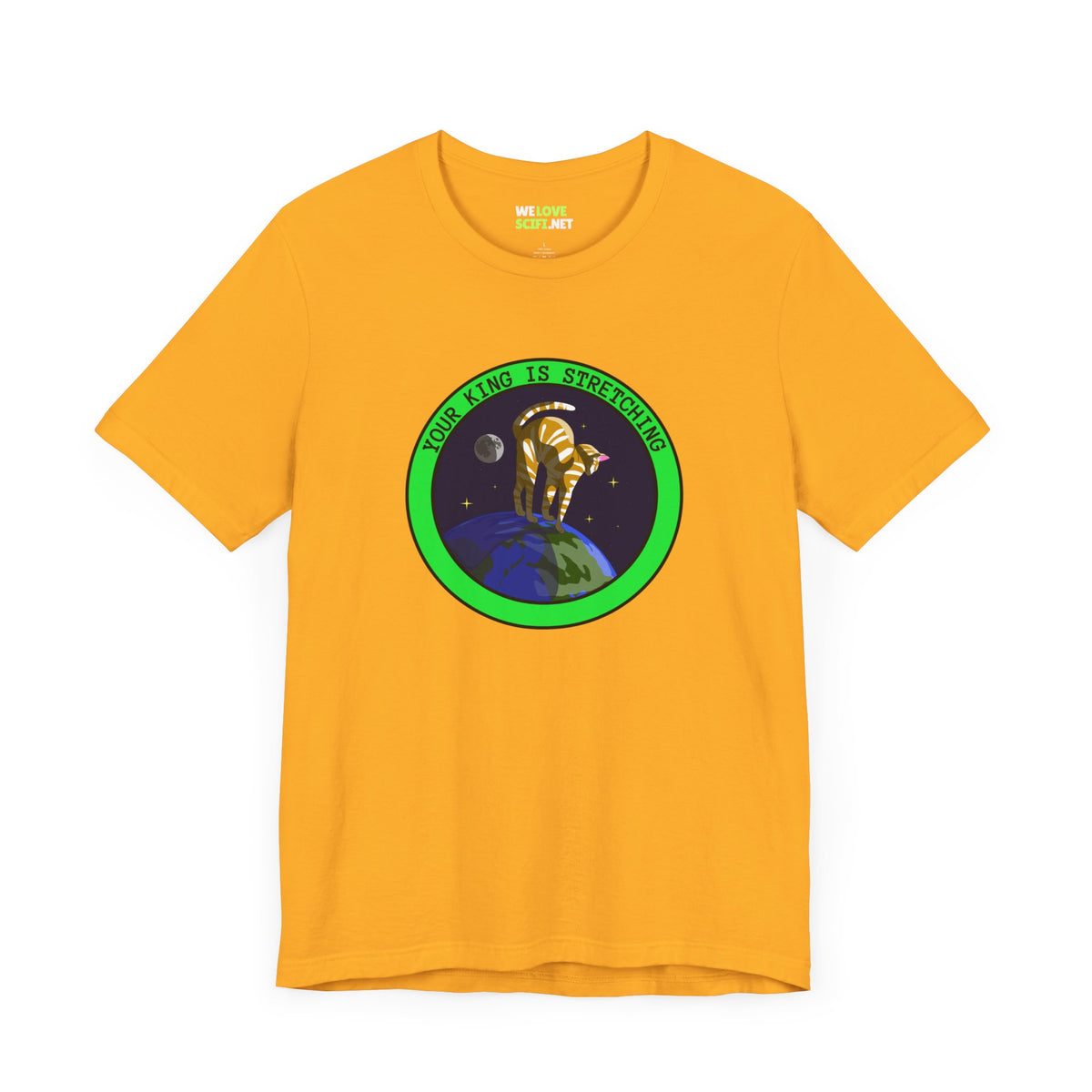 Your King Is Stretching Funny Cat UFO Sci-Fi T-Shirt-welovescifi.net