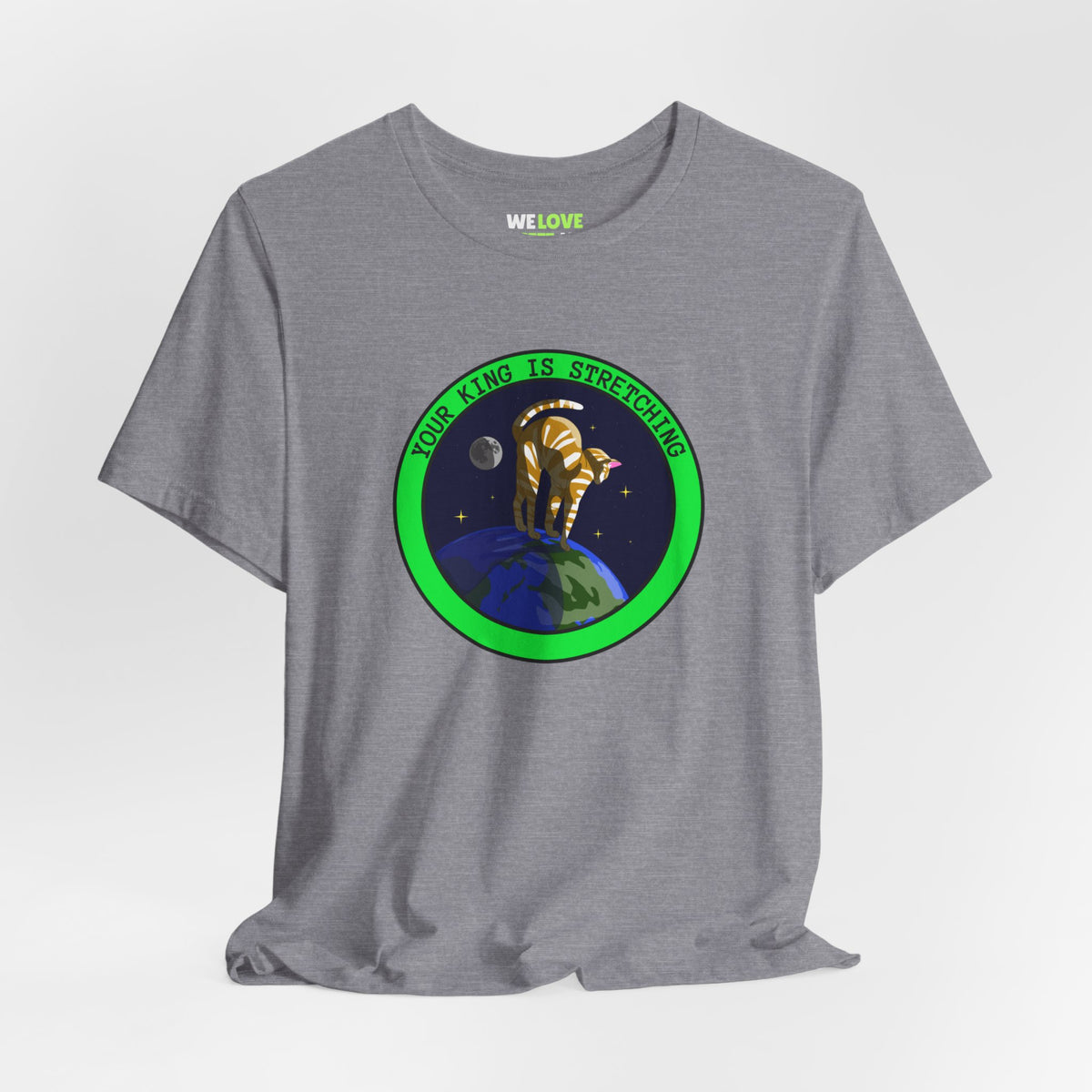 Your King Is Stretching Funny Cat UFO Sci-Fi T-Shirt-welovescifi.net