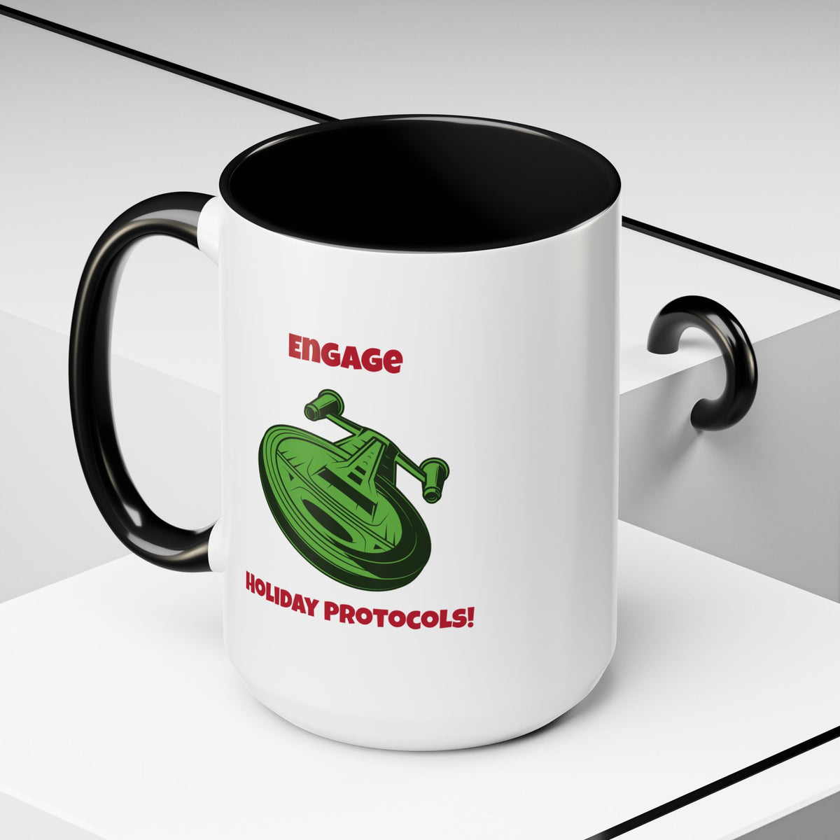 Holiday Protocols Funny SciFi Christmas Accent Mug-welovescifi.net