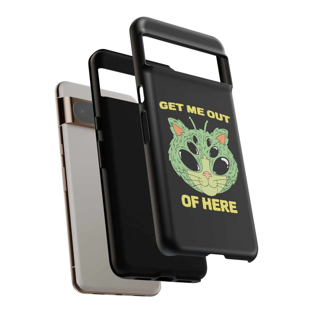 Funny UFO Cat Sci-Fi Tough Google Pixel Mobile Cases