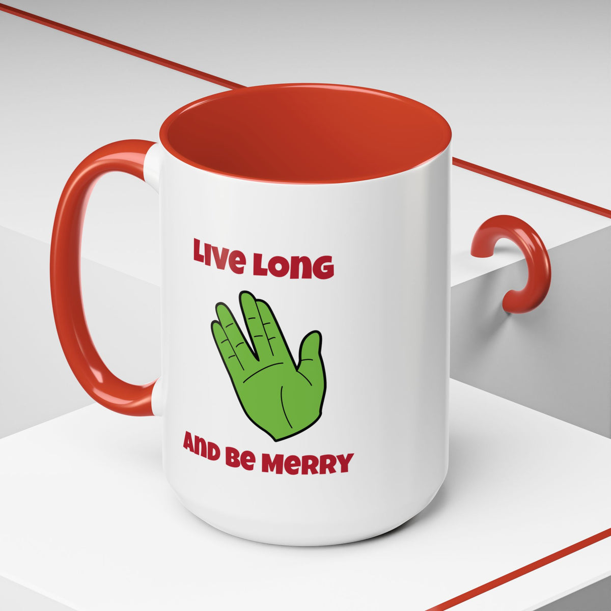 Live Long And Be Merry Funny Spock Christmas Accent Mug-welovescifi.net