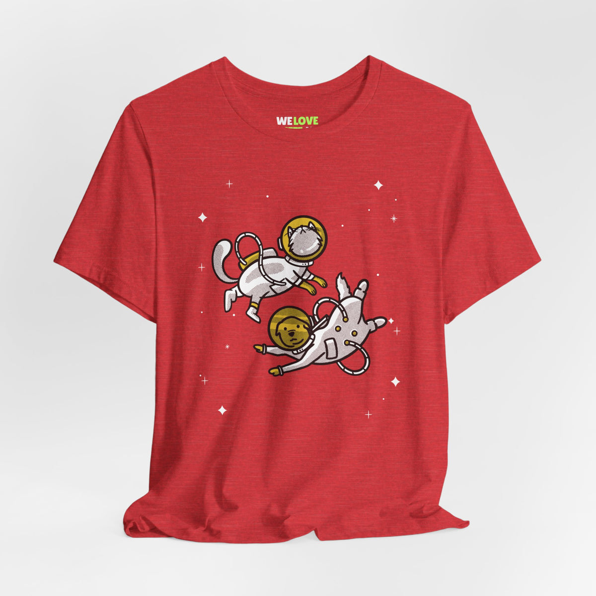 Space Buddies T-Shirt Funny Dog & Cat Astronaut Sci-Fi Tee