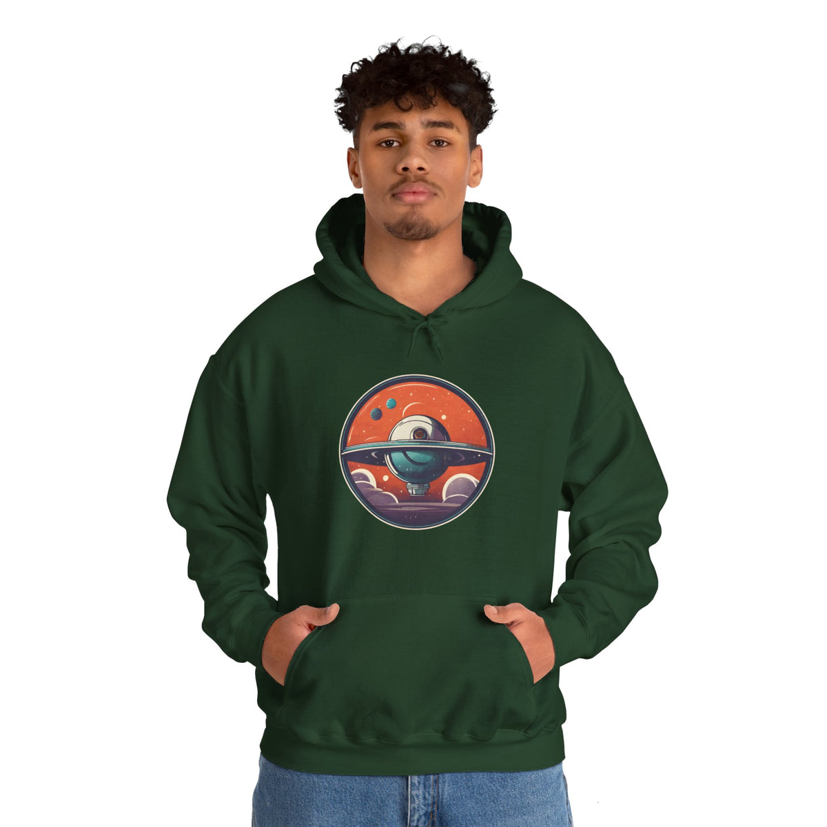 Here to Stay Space Art Hoodie – Sci-Fi Style Apparel