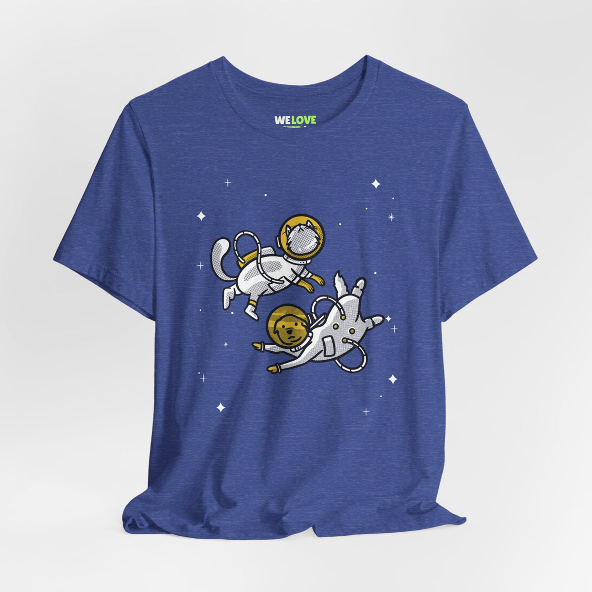 Space Buddies T-Shirt Funny Dog & Cat Astronaut Sci-Fi Tee