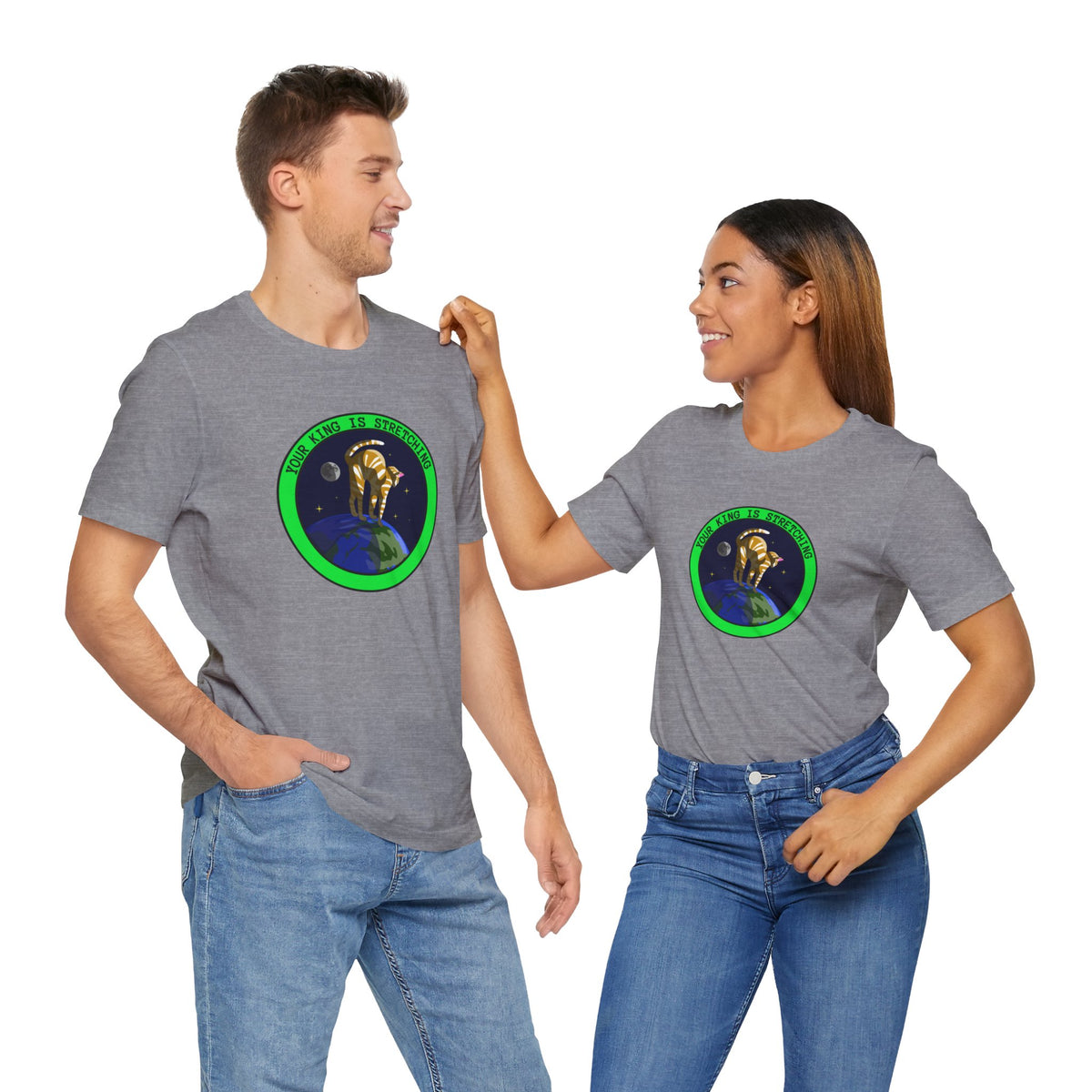 Your King Is Stretching Funny Cat UFO Sci-Fi T-Shirt-welovescifi.net