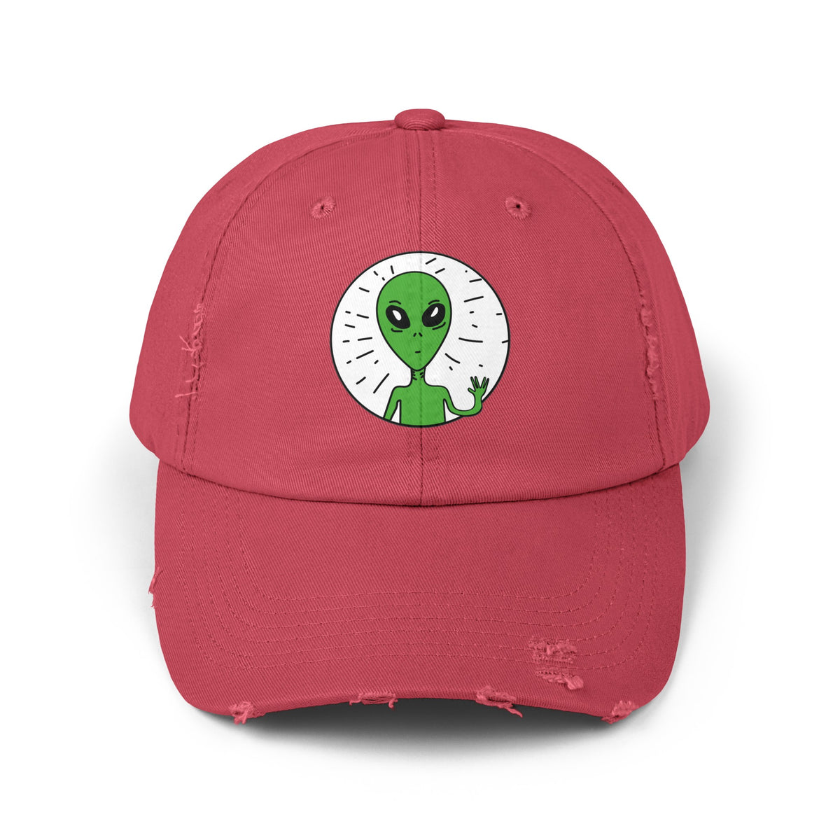 Alien Distressed Cap - Stay Weird Unisex Sci-Fi Hat