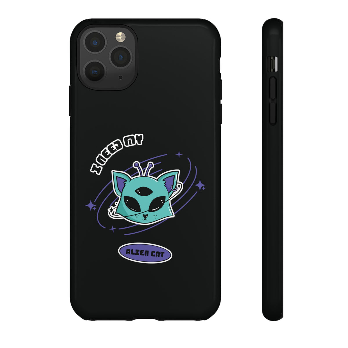 Alien Cat iPhone Case | Funny UFO Sci-Fi Tough Mobile Cover