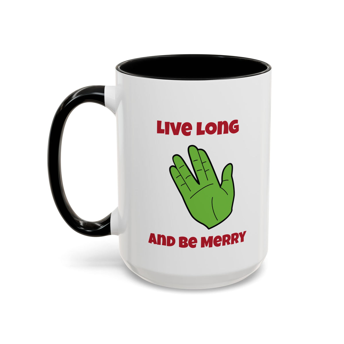 Live Long And Be Merry Funny Spock Christmas Accent Mug-welovescifi.net