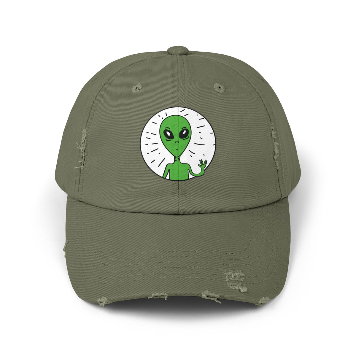 Alien Distressed Cap - Stay Weird Unisex Sci-Fi Hat