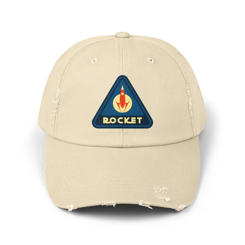 Shop Rocket Sign Distressed Cap | Unique Sci-Fi Hat