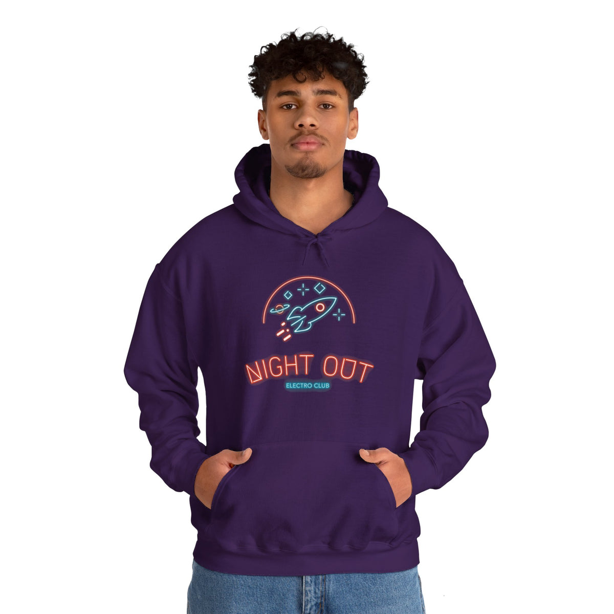 retro sci-fi hoodie-Night Out Neon Retro Sci-Fi Hoodie