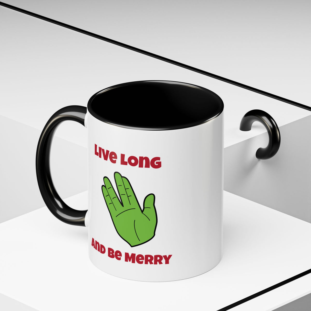 Live Long And Be Merry Funny Spock Christmas Accent Mug-welovescifi.net