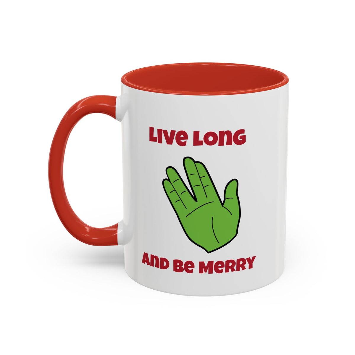 Live Long And Be Merry Funny Spock Christmas Accent Mug-welovescifi.net