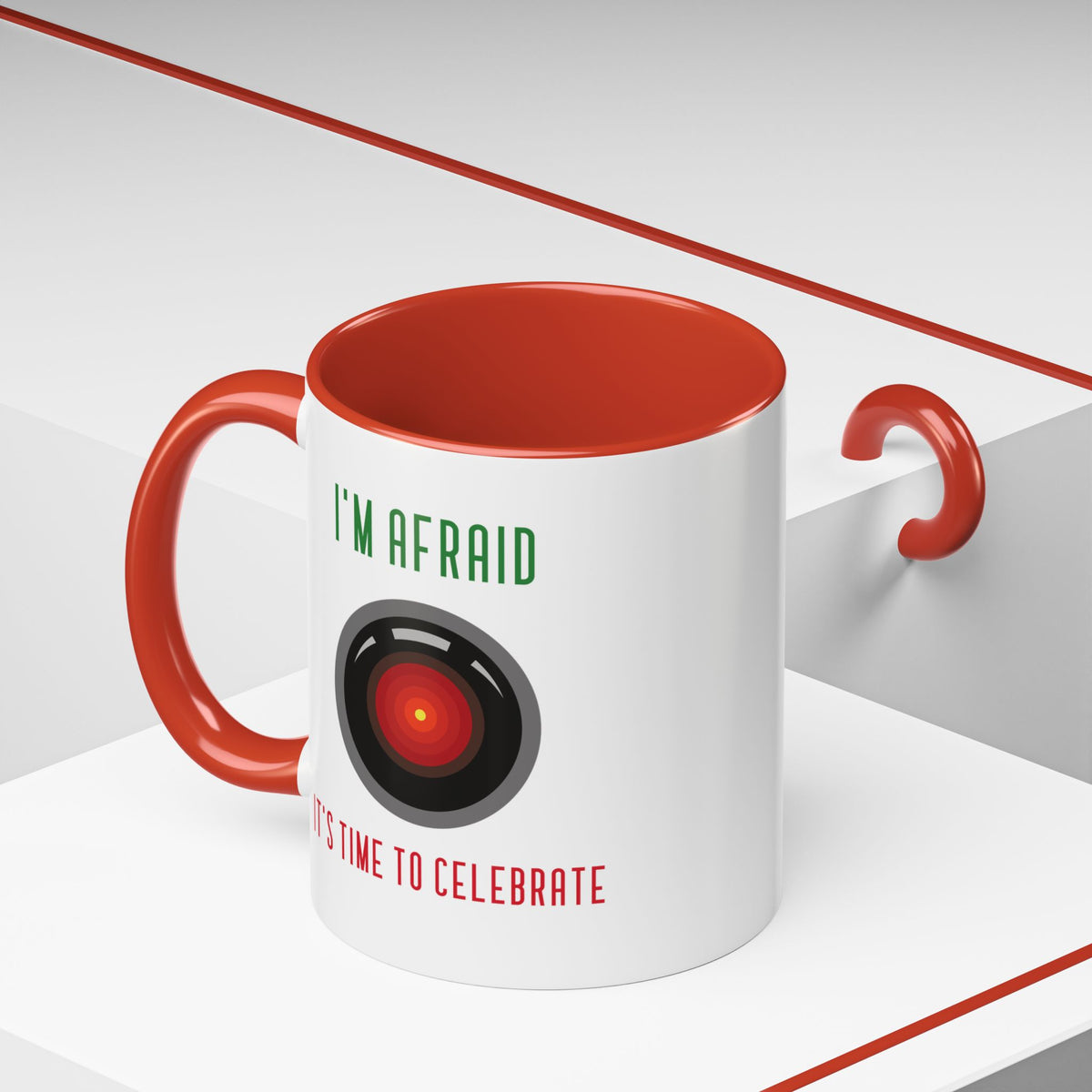 Afraid To Celebrate Funny HAL9000 Christmas Accent Mug-welovescifi.net