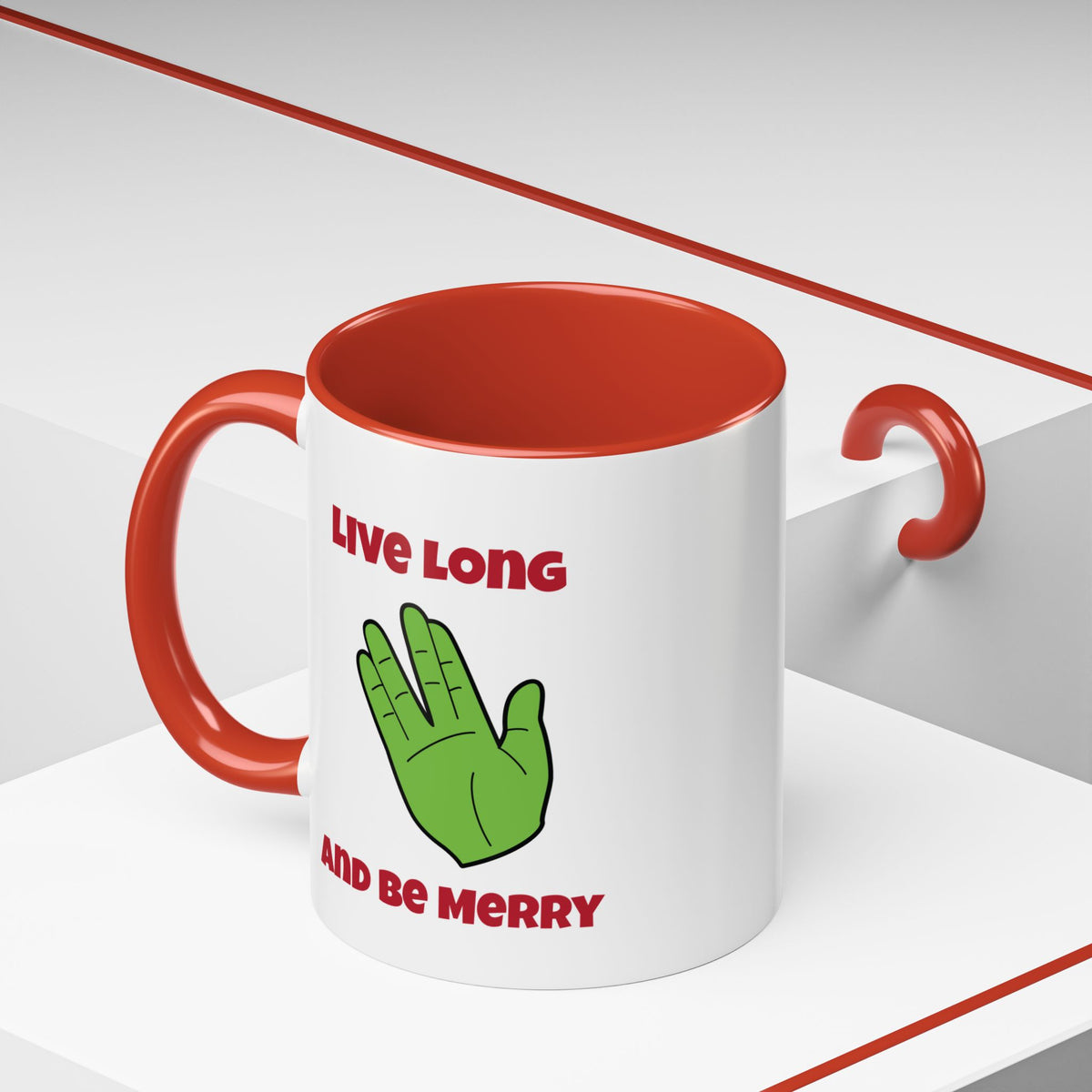 Live Long And Be Merry Funny Spock Christmas Accent Mug-welovescifi.net