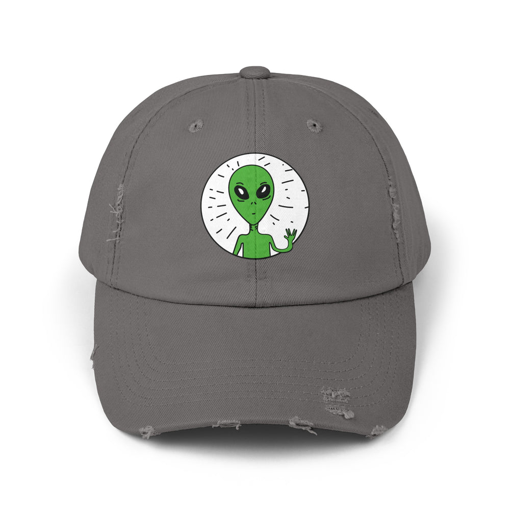 Alien Distressed Cap - Stay Weird Unisex Sci-Fi Hat