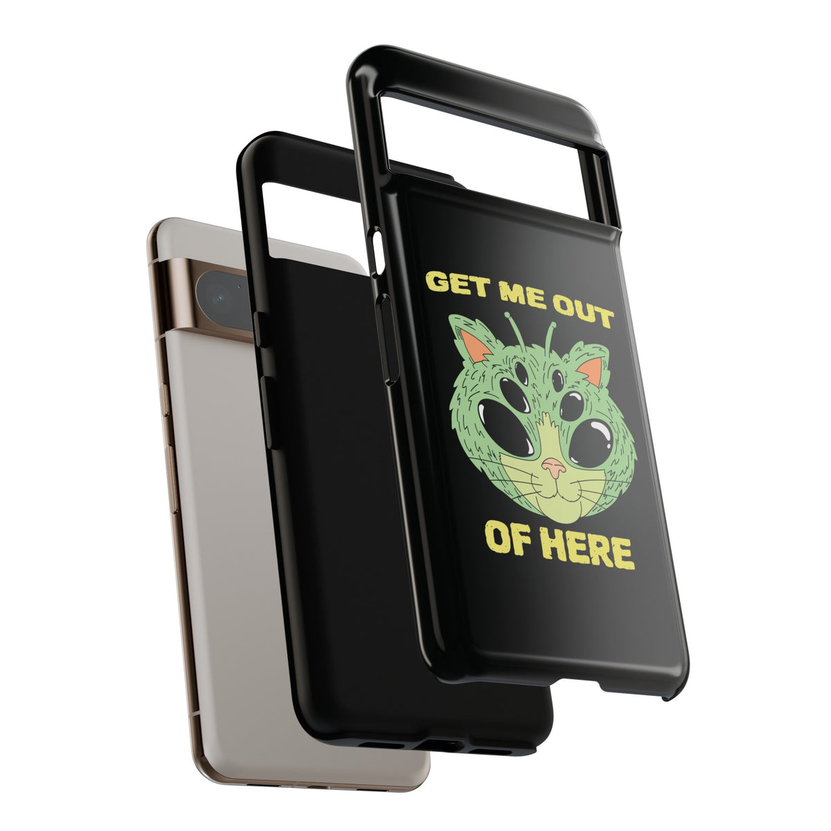 Funny UFO Cat Sci-Fi Tough Google Pixel Mobile Cases
