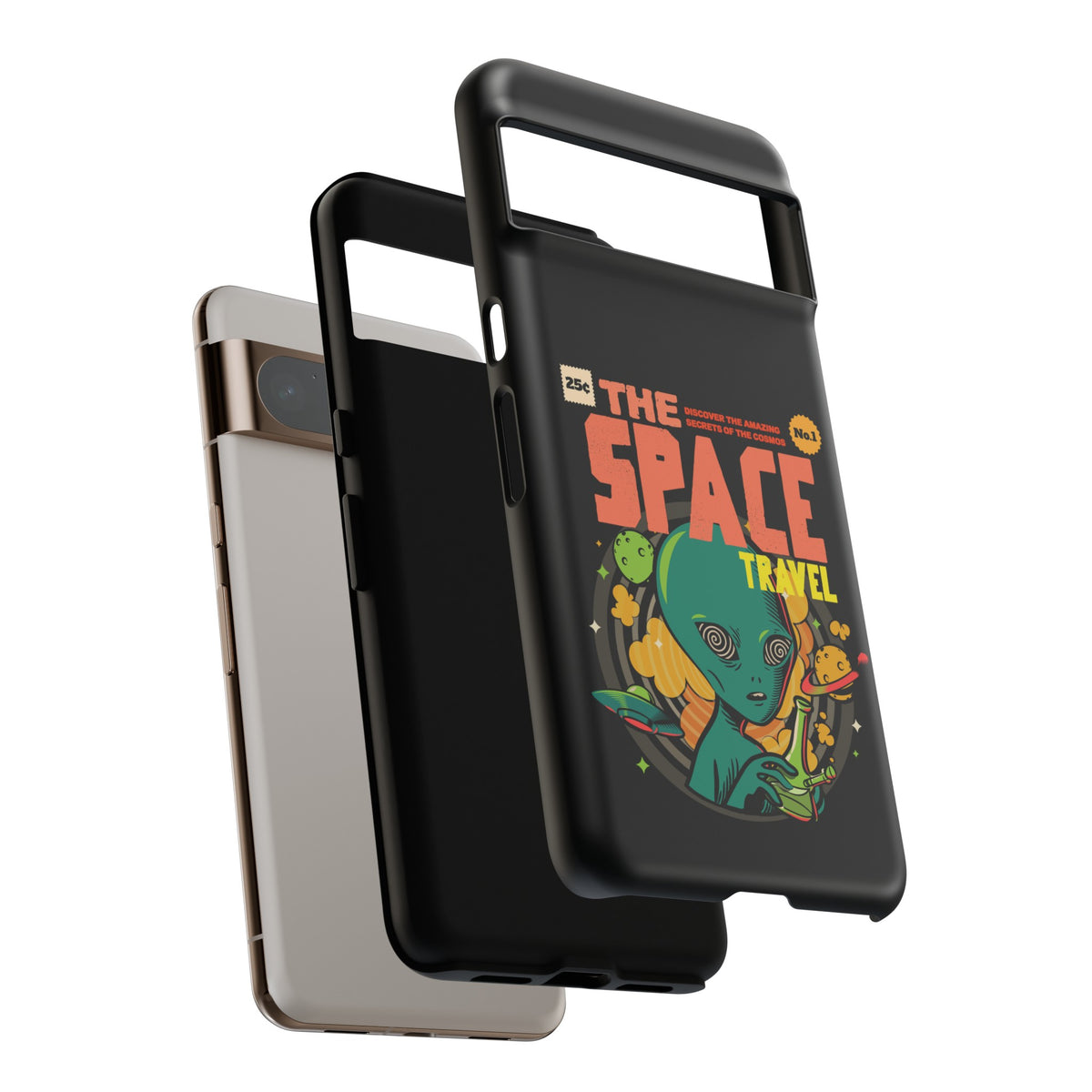 Retro Sci-Fi Mobile Cases Space Travel UFO Comic Pixel Cases