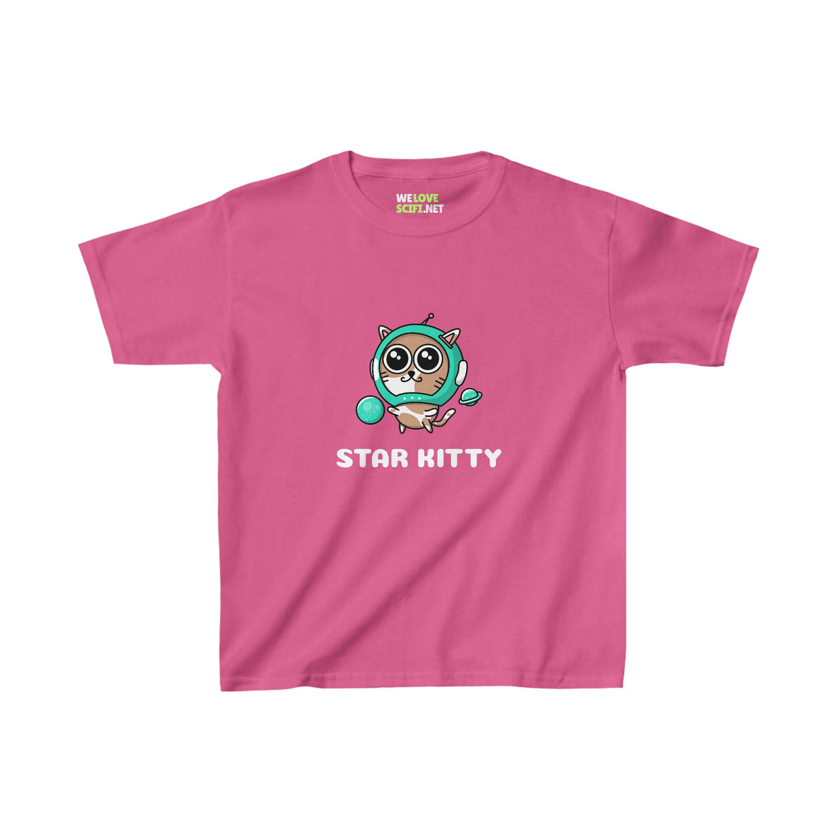 Star Kitty Kids Cat Astronaut Tee Heavy Cotton for Sci-Fi