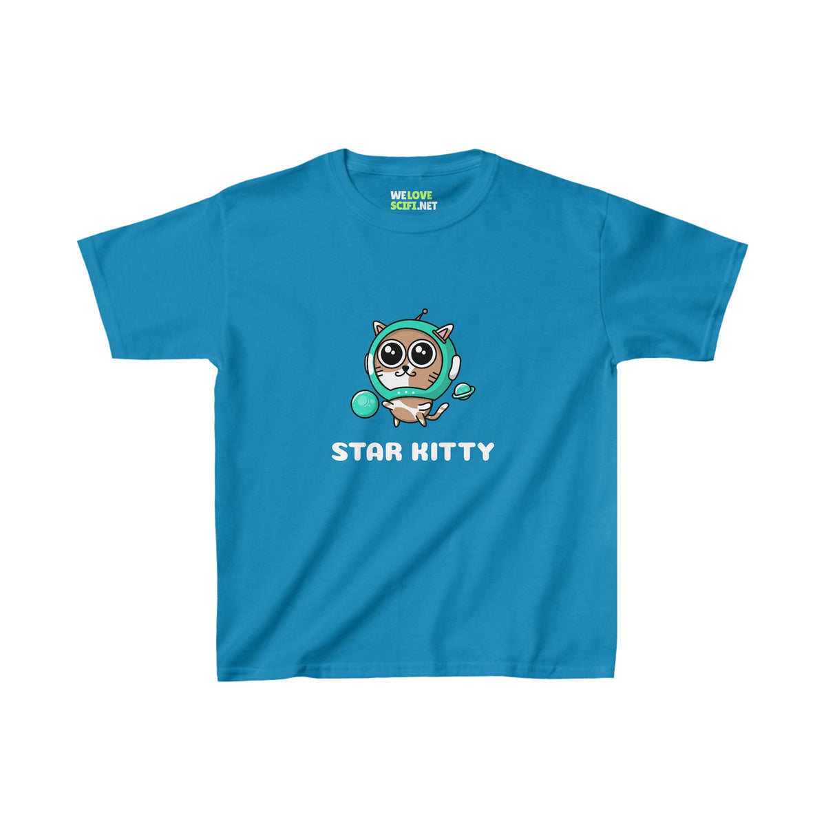 Star Kitty Kids Cat Astronaut Tee Heavy Cotton for Sci-Fi