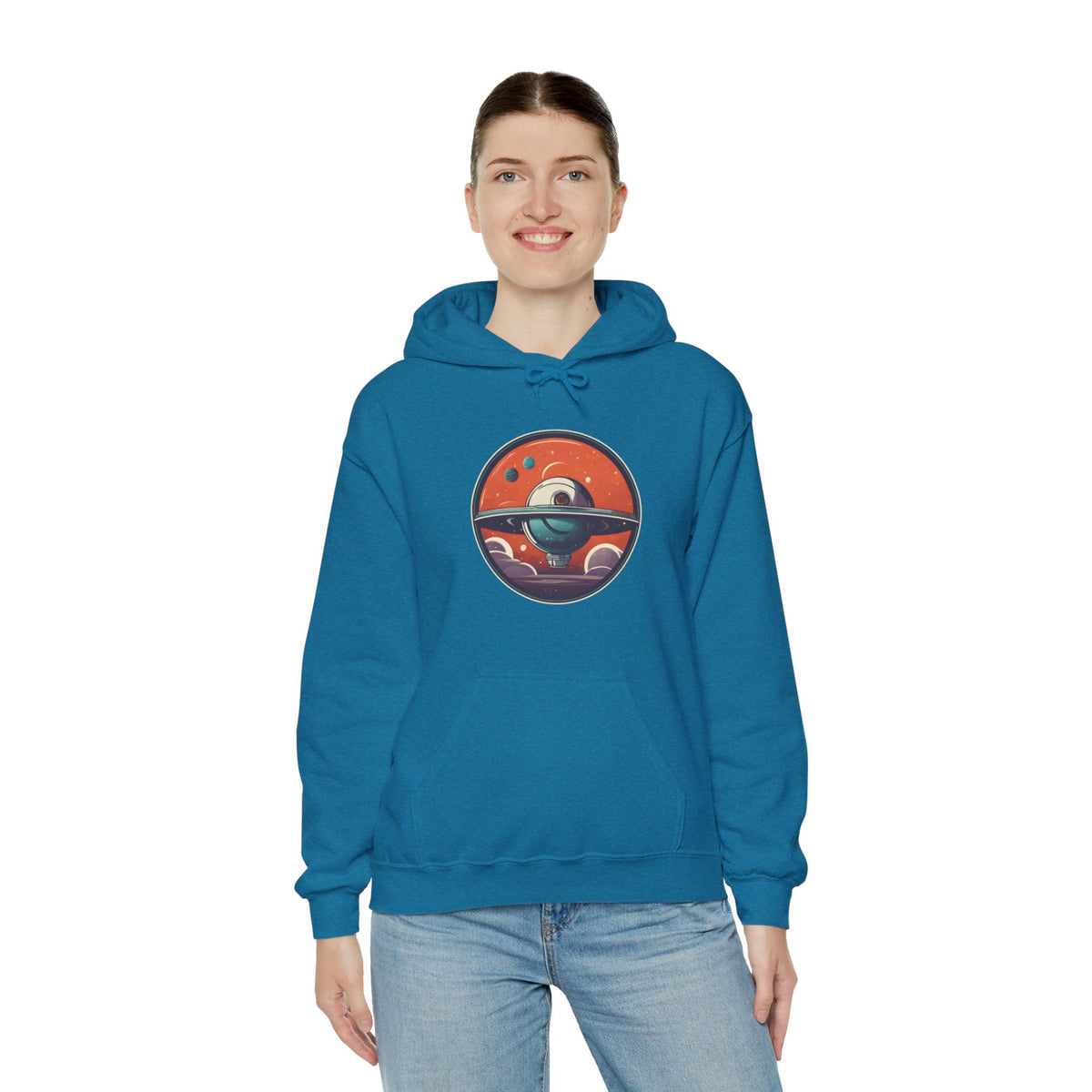 Here to Stay Space Art Hoodie – Sci-Fi Style Apparel