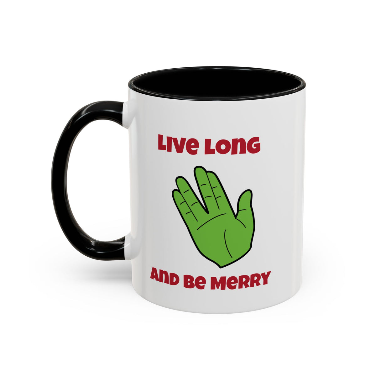 Live Long And Be Merry Funny Spock Christmas Accent Mug-welovescifi.net