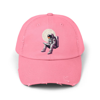 Space Art Cap Read That Book Astronaut Distressed Unisex Cap