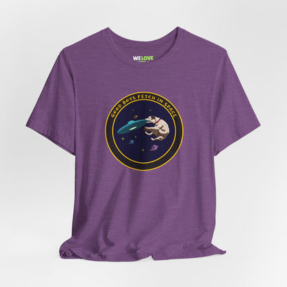 Good Boys Fetch in Space Funny Dog UFO T-Shirt WeLoveSciFi