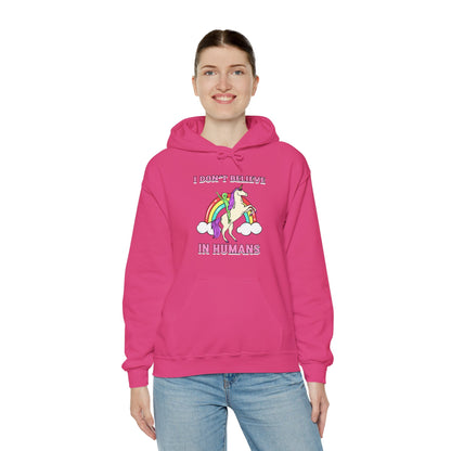 Funny Unicorn Hoodie: I Don't Believe in Humans Sci-Fi Alien