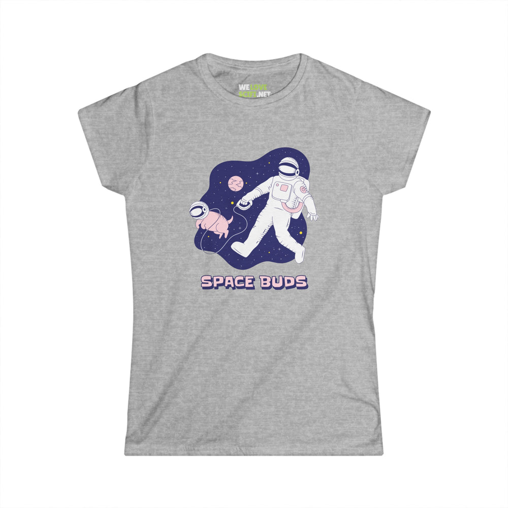 Space Buds Tee - Funny Dog & Astronaut Women's Shirt