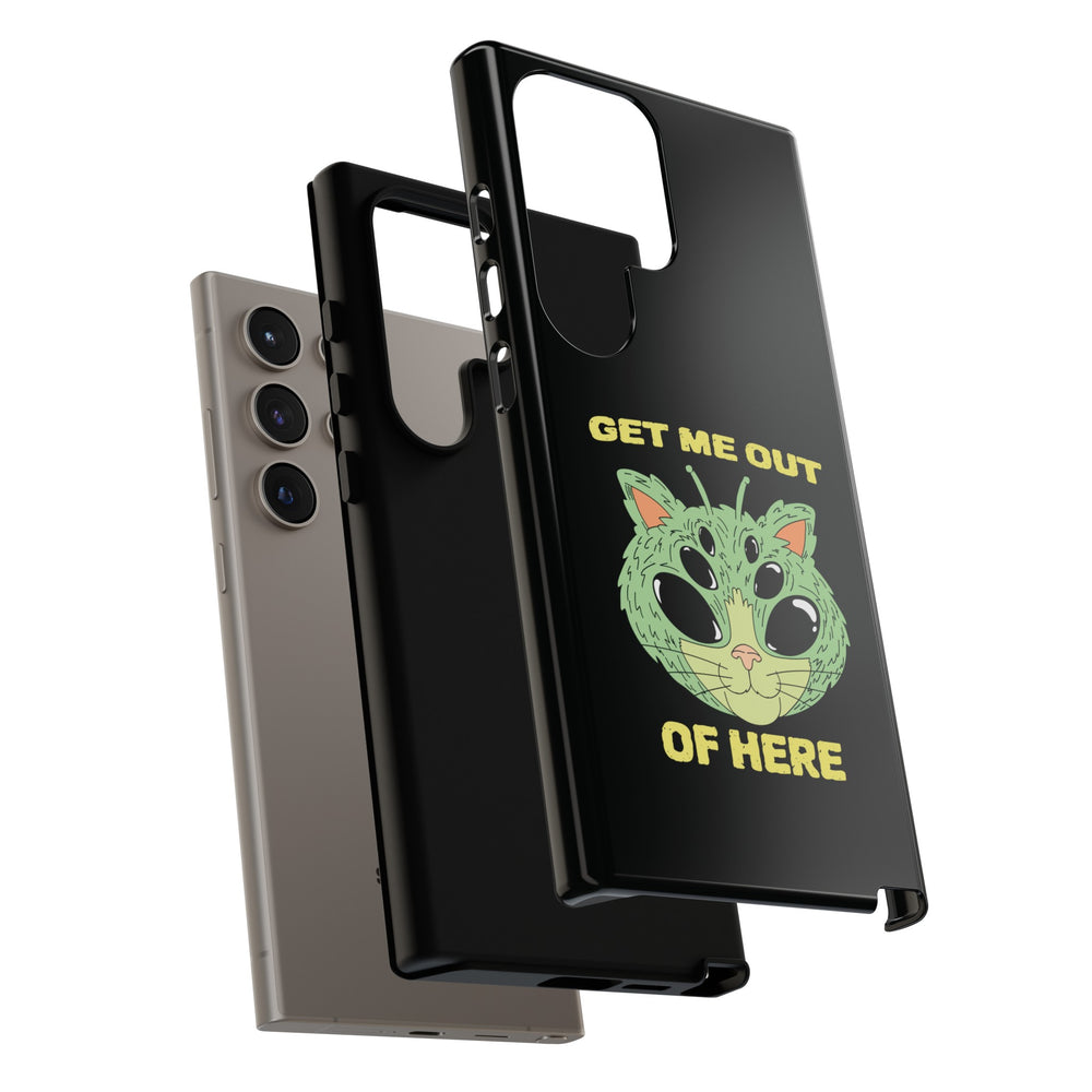 Get Me Out Of Here Funny UFO Sci-Fi Cat Tough Samsung Cases