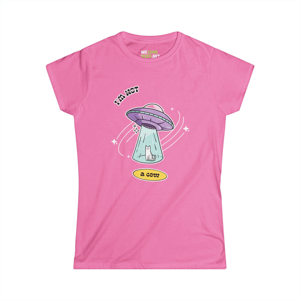 funny cat UFO tee-Not A Cow Funny Cat UFO Woman's Tee