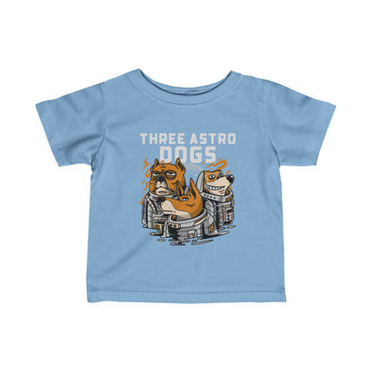 Three Astro Dogs Funny Astronaut Infant Fine Jersey Tee-welovescifi.net