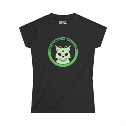 Cryptozoology Tracking Society Funny Cat Alien Woman's Tee