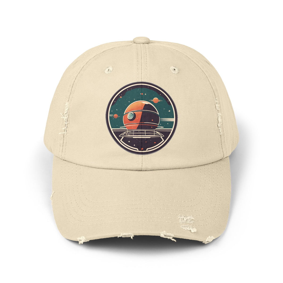 Space Station No283 Retro Unisex Distressed Cap