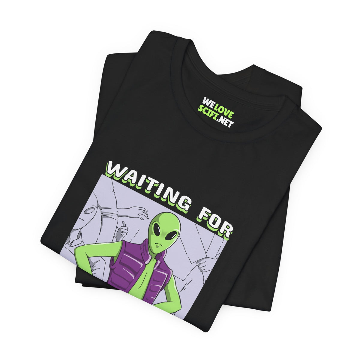 Waiting for UFOs Funny Sci-Fi T-Shirt-welovescifi.net