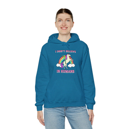 Funny Unicorn Hoodie: I Don't Believe in Humans Sci-Fi Alien