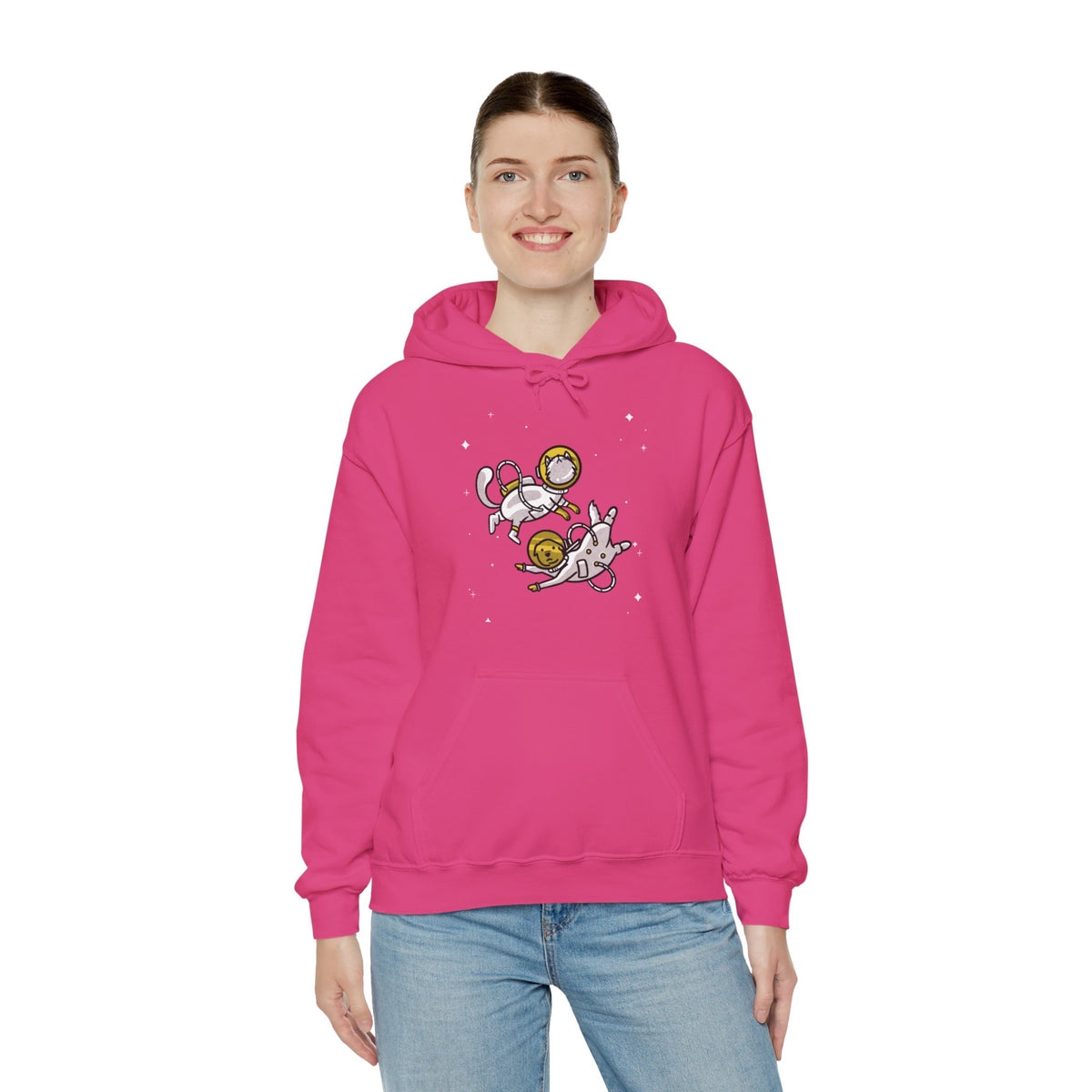 Space Buddies Hoodie - Funny Dog and Cat Astronaut Sci-Fi