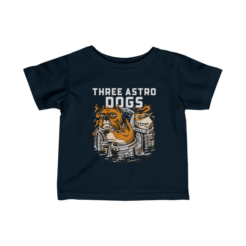 Three Astro Dogs Funny Astronaut Infant Fine Jersey Tee-welovescifi.net