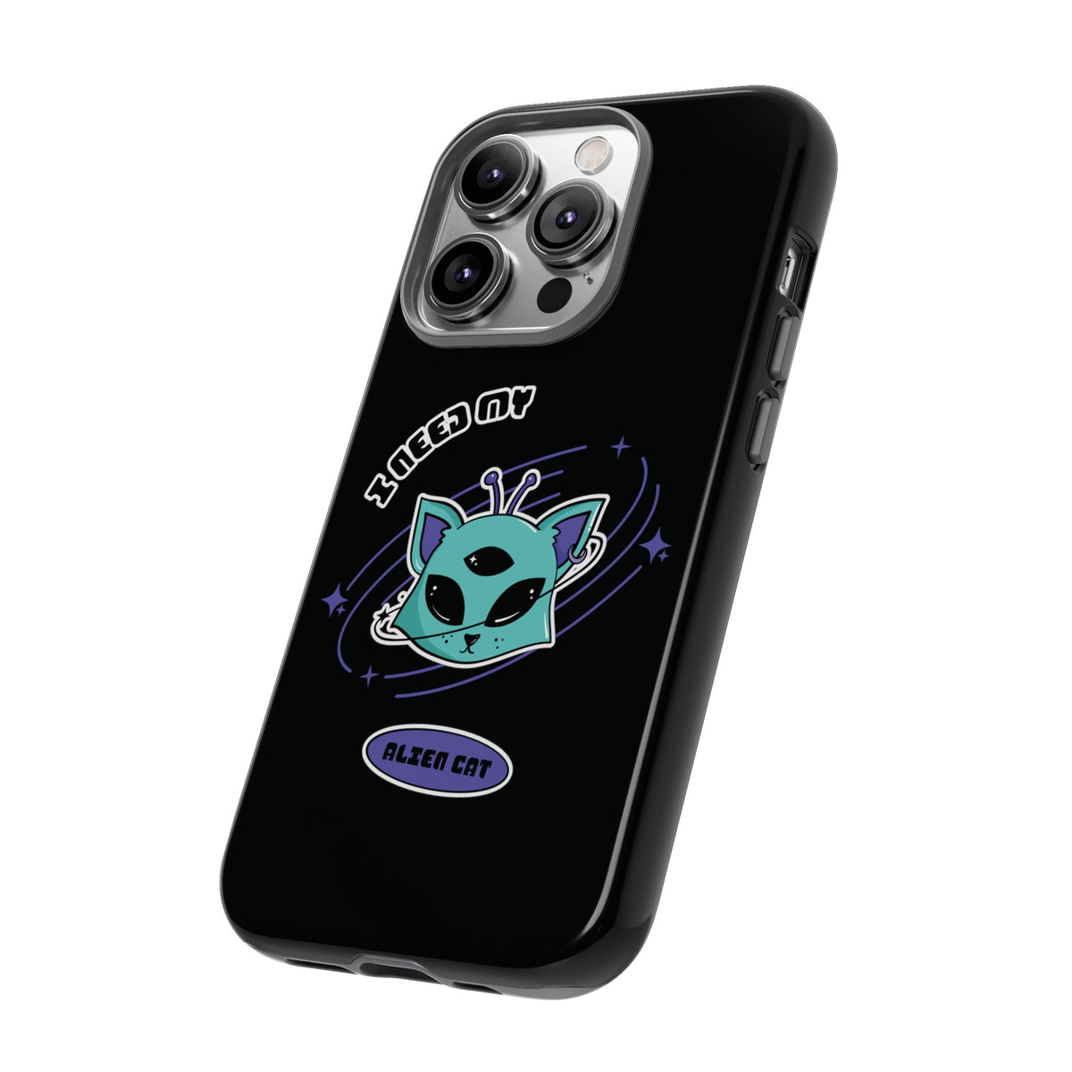 Alien Cat iPhone Case | Funny UFO Sci-Fi Tough Mobile Cover