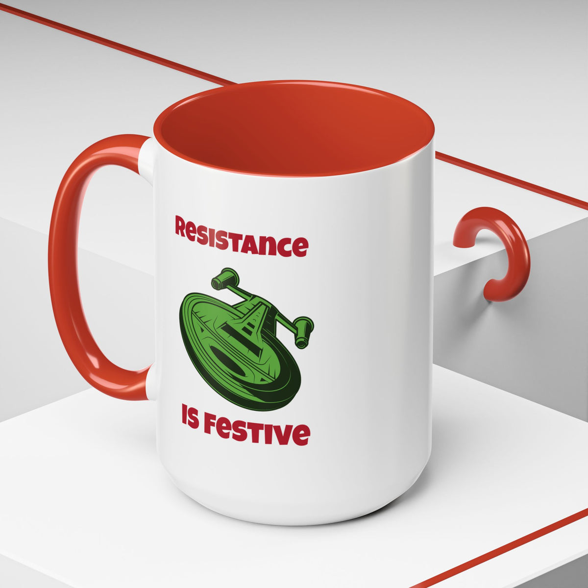 Resistance Is Festive Funny SciFi Christmas Accent Mug-welovescifi.net