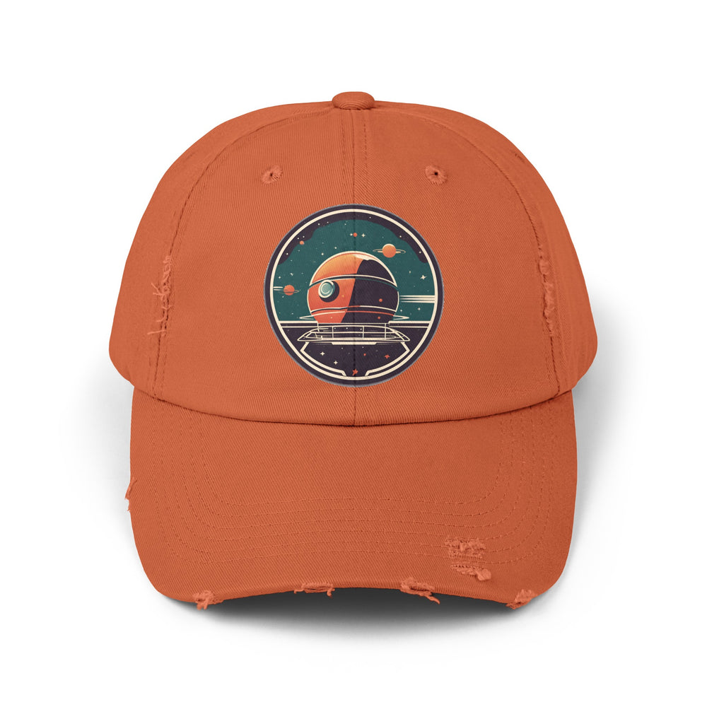 Space Station No283 Retro Unisex Distressed Cap