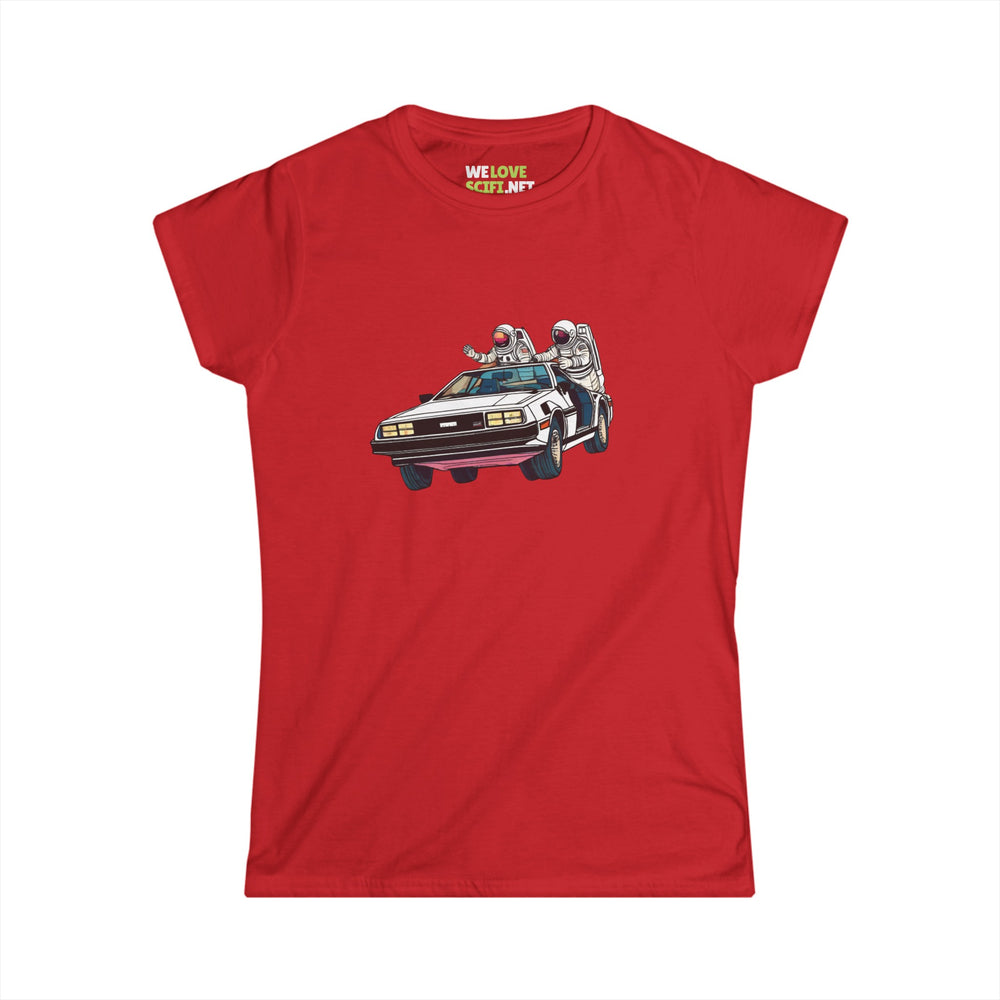 Delorean Party Astronaut Woman's Tee-welovescifi.net