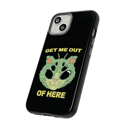 Out Of Here Funny UFO Cat Sci-Fi Tough iPhone Mobile Cases