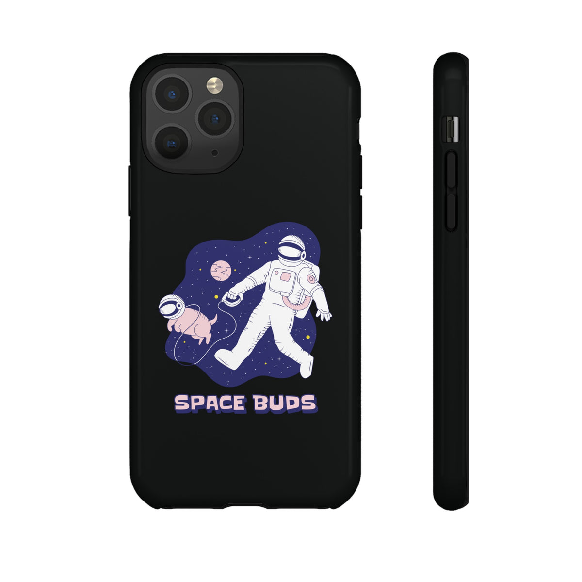 Space Buds iPhone Cases Fun Sci-Fi Astronaut & Dog Covers